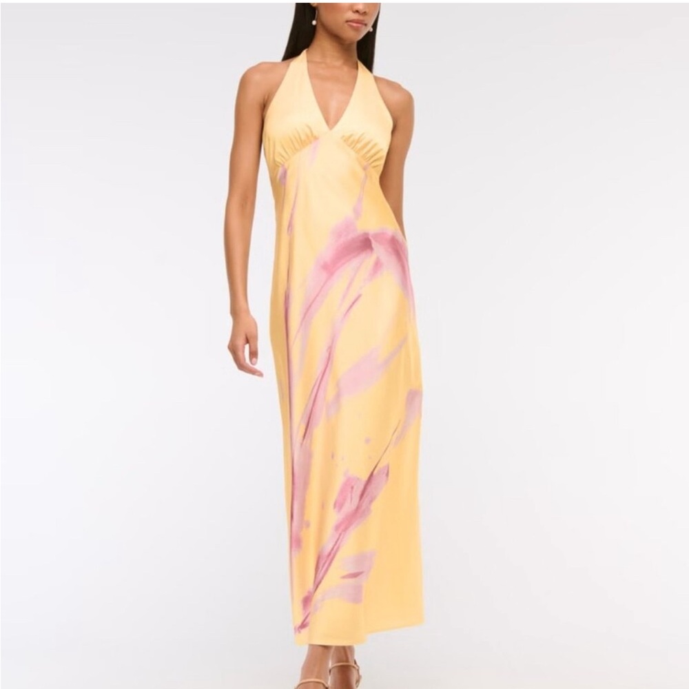 Abercrombie & Fitch Yellow and Pink Maxi Dress NWT